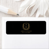 Zwart Goud Crest Monogram Trouwsigaar Band Etiket (Insitu)