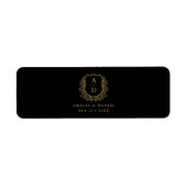 Zwart Goud Crest Monogram Trouwsigaar Band Etiket (Voorkant)