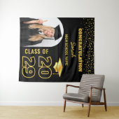 Zwart & Goud Custom Afstuderen Achtergrond met Fot Wandkleed (In Situ (horizontaal))