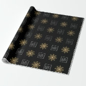 Zwart & Goud Custom Business Logo Sneeuwvlok Gift Cadeaupapier (Uitgerold)