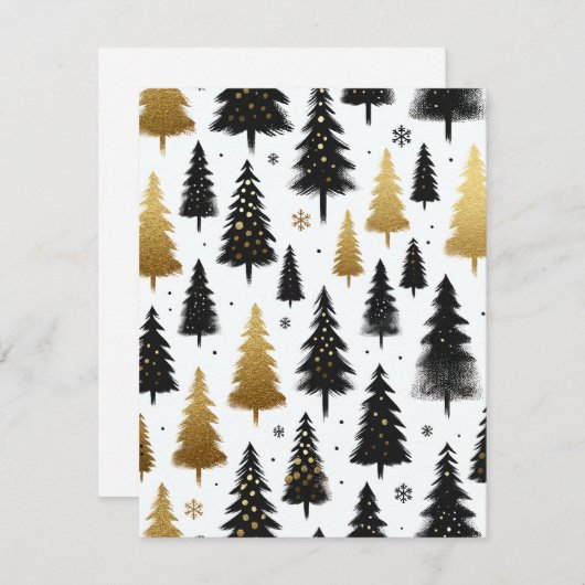 Zwart & Goud Custom Kerstboom Kaart (Voorkant / Achterkant)