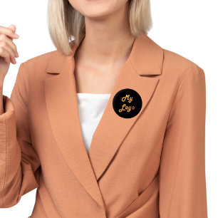 Zwart goud custom logo afbeelding business ronde button 5,7 cm