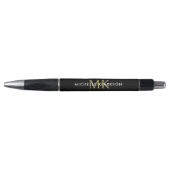 Zwart Goud Custom Monogram Initialen Naam Elegant Pen (Voorkant)