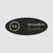 Zwart Goud Custom Monogram Medewerker Naamplaatje (Voorkant)
