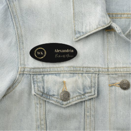 Zwart Goud Custom Monogram Medewerker Naamplaatje