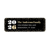 Zwart Goud Custom Number Nieuwjaar Vetgedrukte naa Etiket (Voorkant)