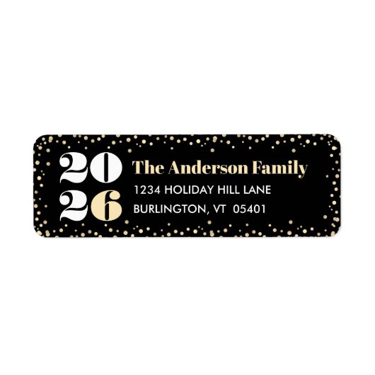 Zwart Goud Custom Number Nieuwjaar Vetgedrukte naa Etiket (Voorkant)