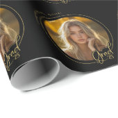 Zwart Goud Custom Photo Modern Afstudeerder Afstud Cadeaupapier (Rol Hoek)