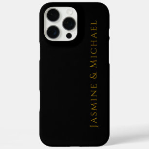 Zwart & Goud Cute Minimalistische Eigen Naam iPhone 16 Pro Max Hoesje