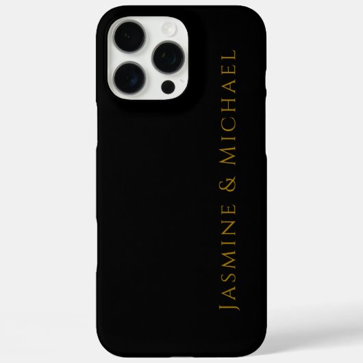 Zwart & Goud Cute Minimalistische Eigen Naam Case-Mate iPhone Case (Achterkant)