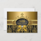 Zwart & Goud Damask 50e Jubileum RSVP (Voorkant)