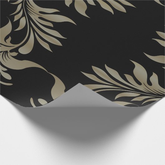 Zwart goud Damask Cadeaupapier (Hoek)