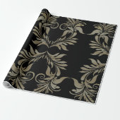 Zwart goud Damask Cadeaupapier (Uitgerold)
