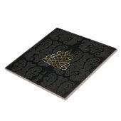 Zwart goud Damask Classy Royal Style Tile Tegeltje (Zijkant)