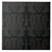 Zwart goud Damask Classy Royal Style Tile Tegeltje (Voorkant)
