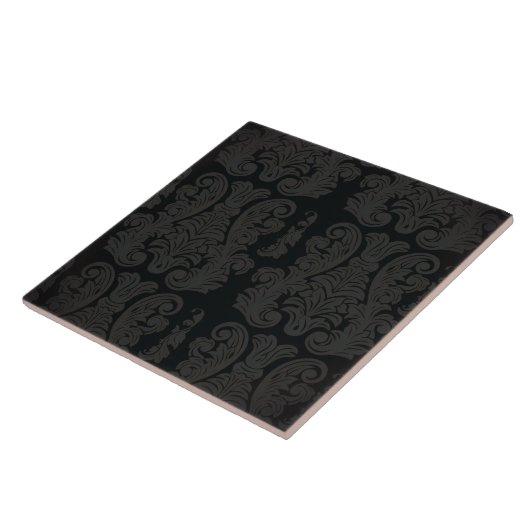 Zwart goud Damask Classy Royal Style Tile Tegeltje (Zijkant)