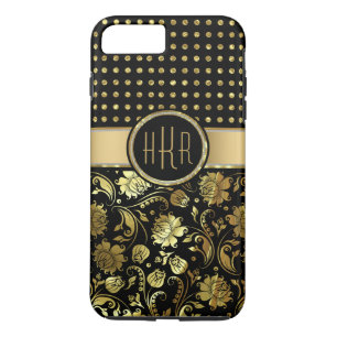 Zwart & Goud Damask & PolkaDot Combinatie Case-Mate iPhone Case
