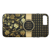 Zwart & Goud Damask & PolkaDot Combinatie Case-Mate iPhone Case (Achterkant (Horizontaal))