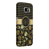 Zwart & Goud Damask & PolkaDot Combinatie Case-Mate Samsung Galaxy Hoesje (Back/Rechts)