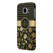 Zwart & Goud Damask & PolkaDot Combinatie Case-Mate Samsung Galaxy Hoesje (Achterkant Links)