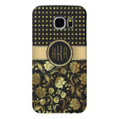 Zwart & Goud Damask & PolkaDot Combinatie Case-Mate Samsung Galaxy Hoesje (Achterkant)