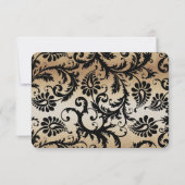 Zwart & Goud Damask Swirls Wedding RSVP (Achterkant)