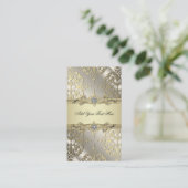 Zwart Goud Damask Visitekaartjes (Staand voorkant)