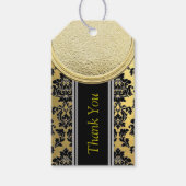 Zwart & Goud Damasks Design Cadeaulabel (Voorkant)