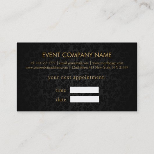 Zwart & Goud Damasks Visitekaartje (Achterkant)