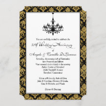 Zwart, Goud Damast, Kroonluchter 50ste Verjaardag