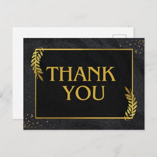 Zwart & Goud dank u briefkaart (Voorkant / Achterkant)
