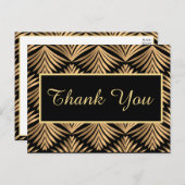 Zwart Goud Dank U Gatsby Zwart Art Deco Bruiloft Briefkaart (Voorkant / Achterkant)