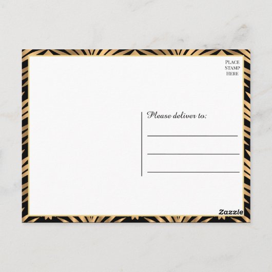 Zwart Goud Dank U Gatsby Zwart Art Deco Bruiloft Briefkaart (Achterkant)