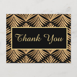 Zwart Goud Dank U Gatsby Zwart Art Deco Bruiloft Briefkaart