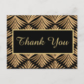 Zwart Goud Dank U Gatsby Zwart Art Deco Bruiloft Briefkaart (Voorkant)