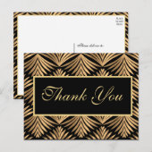 Zwart Goud Dank U Gatsby Zwart Art Deco Bruiloft Briefkaart (Voorkant / Achterkant)