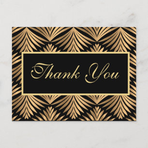 Zwart Goud Dank U Gatsby Zwart Art Deco Bruiloft Briefkaart