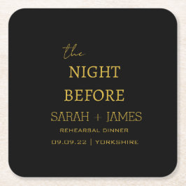 Zwart goud de avond voor repetitie diner feest kartonnen onderzetters