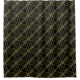 Zwart Goud Deco Abstract Geometrisch Patroon Luxe Douchegordijn