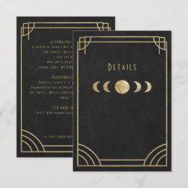 Zwart & goud deco trouwdetails kaart