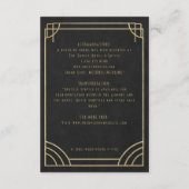 Zwart & goud deco trouwdetails kaart (Achterkant)