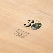 Zwart & Goud Dertig 30ste Verjaardag Party Foto Acryl Uitnodigingen (Laagn)