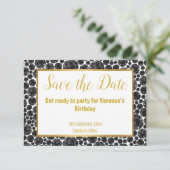 ZWART GOUD DIAMANT ELEGANT SAVE THE DATE RSVP KAARTJE (Staand voorkant)
