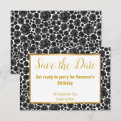 ZWART GOUD DIAMANT ELEGANT SAVE THE DATE RSVP KAARTJE (Voorkant / Achterkant)