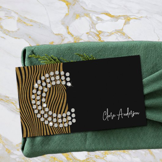 Zwart Goud Diamant Initiaal Social Media Monogram Visitekaartje