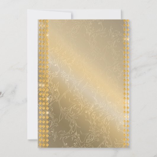 Zwart Goud Diamant Masquerade Verjaardagsfeest Kaart (Achterkant)