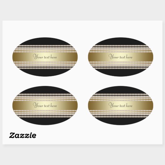 Zwart Goud Diamant Ovale Sticker (Vel)