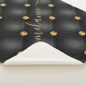 Zwart Goud Diamanten Aangepaste Naam Sherpa Deken (3/4)