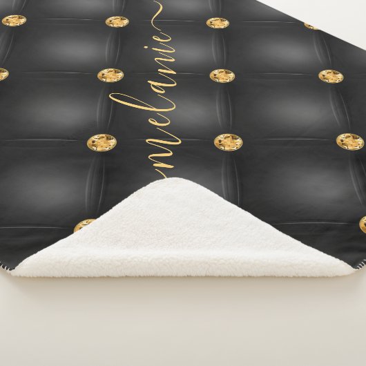 Zwart Goud Diamanten Aangepaste Naam Sherpa Deken (3/4)