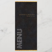 Zwart Goud Diamanten Trouwreceptie Diner Menu (Voorkant)